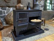 Picture of Extra Large Fireplace and Oven Stove, Handmade Wood Coal Stove, Cooking Oven, Large Glass Fireplace Range, Cooker