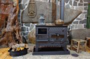 Picture of Extra Large Fireplace and Oven Stove, Handmade Wood Coal Stove, Cooking Oven, Large Glass Fireplace Range, Cooker