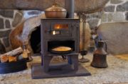 Picture of Small Wood Stove with Fireplace, Cooker with Oven, Wood Burning Stove, Heating Stove for Narrow Spaces, Handmade Tiny Stove