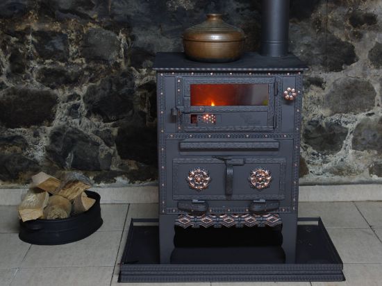 Picture of Large Kitchen or Patio Stove, Handmade Wood-Burning Cooking Stove, Coal Stove with Cast Iron Grill, Fireplace Cooker